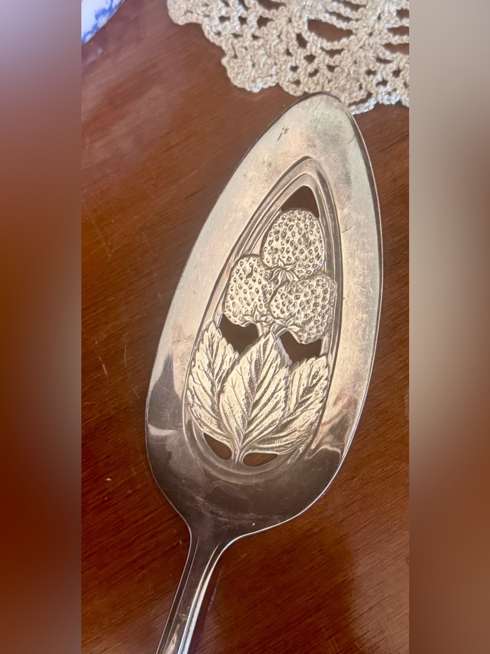 Silver Floral Pierced Serving Spoon - Home Dining